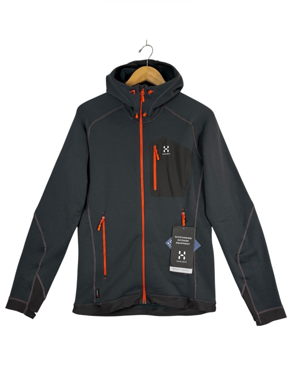 NWT Haglofs Bungy II Hood Men’s Fleece Jacket Small Magnetite Polartec Outdoor